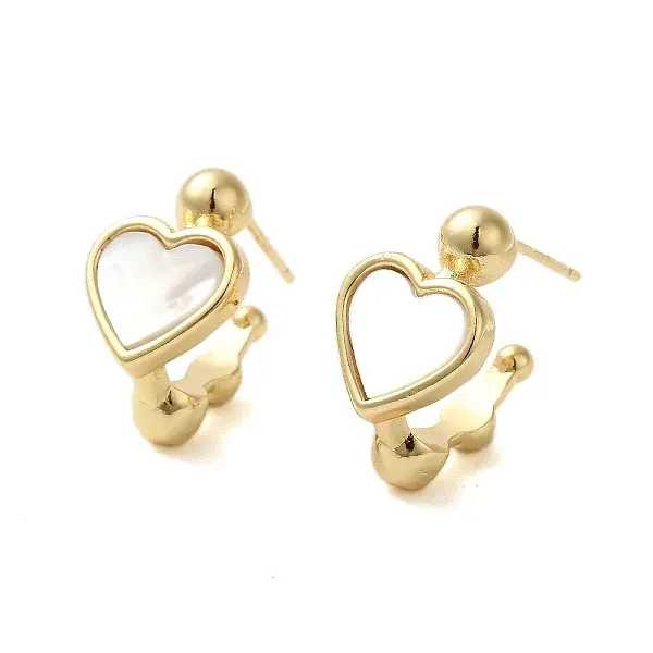 Shell Heart Stud Earrings