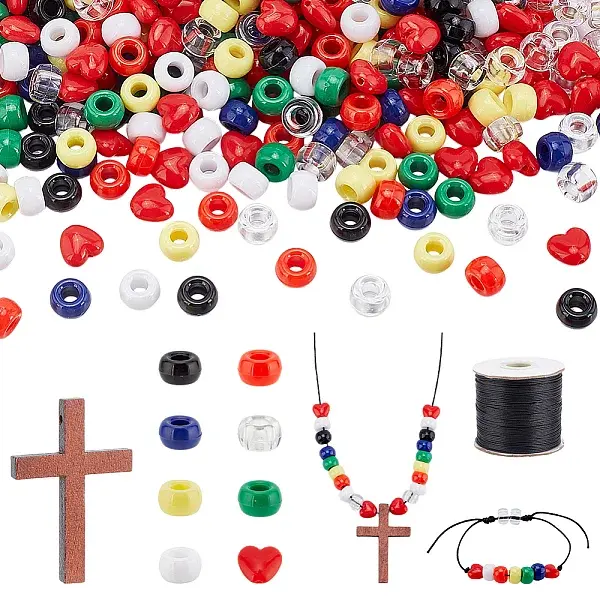 DIY Cross & Barrel Plastic & Wood Bracelets Jewelry Making Kits
