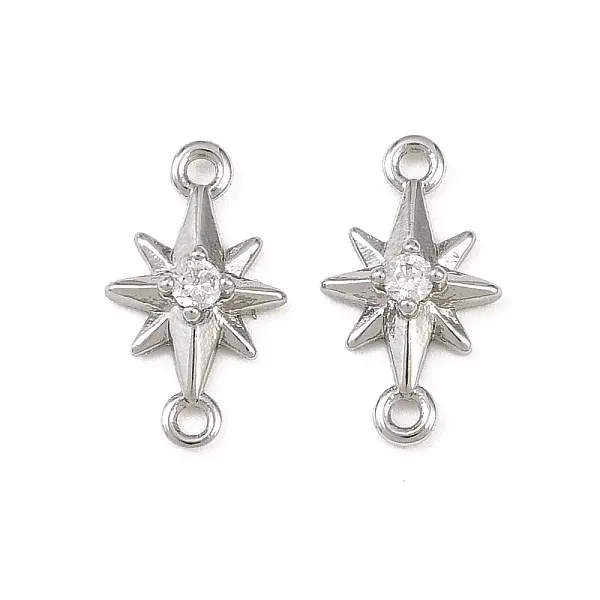 Brass Pave Clear Cubic Zirconia Connector Charms