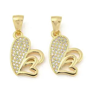 Brass Micro Pave Clear Cubic Zirconia Pendants