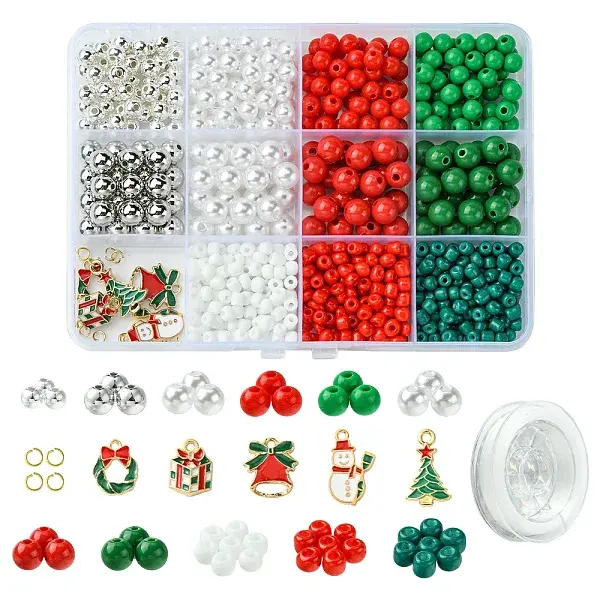 Christmas Theme DIY Acrylic & Plastic & Glass Seed Beads Bracelet Kits