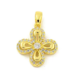 Brass Micro Pave Clear Cubic Zirconia Pendants