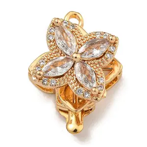 Brass Micro Pave Clear Cubic Zirconia Box Clasps