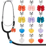 24Pcs 12 Styles Heart & Bowknot Resin Stethoscope Pendant Decorations