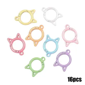 16Pcs Spray Painted Alloy Spring Gate Rings