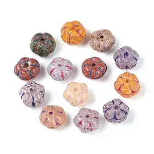 Picasso Baking Paint & Golden Metal Enlaced Glass Beads