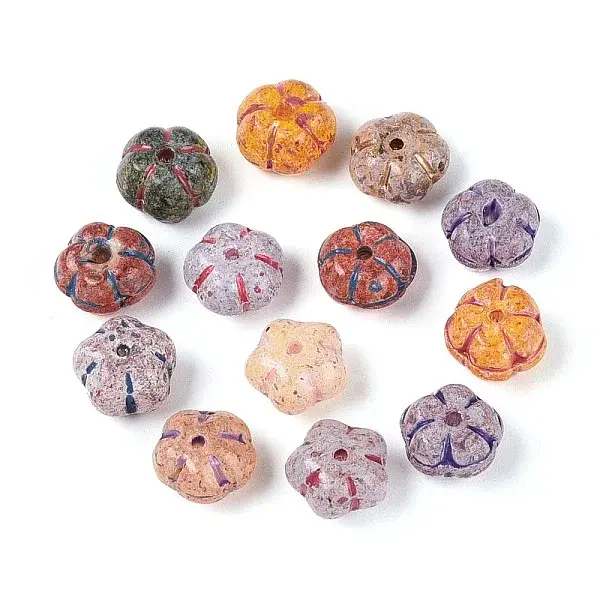 Picasso Baking Paint & Golden Metal Enlaced Glass Beads