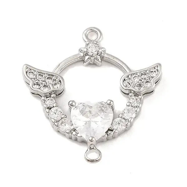 Brass Pave Clear Cubic Zirconia Connector Charms