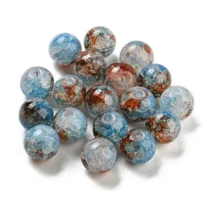 Transparent Spray Painting Crackle Glass Beads