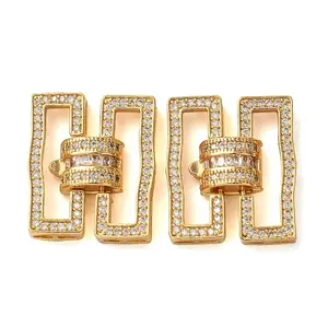 Brass Micro Pave Clear Cubic Zirconia Fold Over Clasps