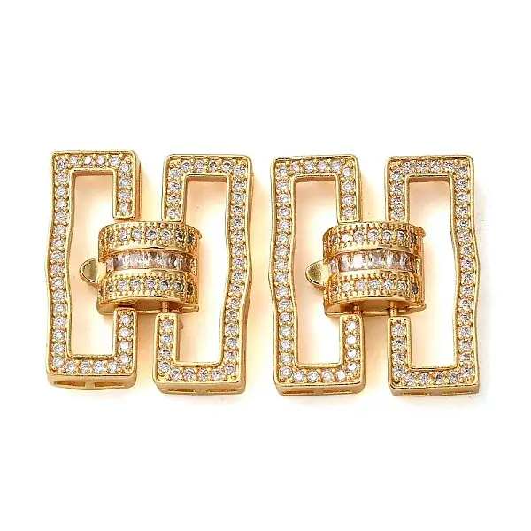 Brass Micro Pave Clear Cubic Zirconia Fold Over Clasps