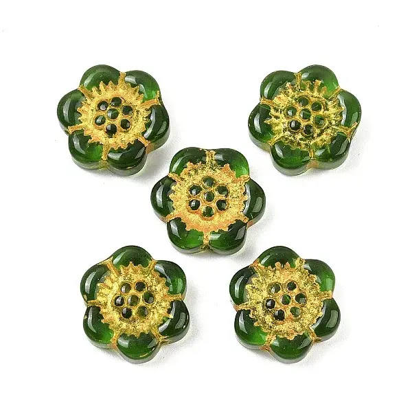 Baking Paint and Golden Metal Enlaced Glass Beads