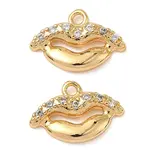 Brass Micro Pave Clear Cubic Zirconia Charms