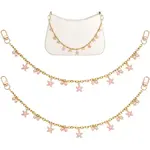 2Pcs Alloy Enamel Pink Bowknot Tassel 304 Stainless Steel Cable Chain Bag Decorative Chains