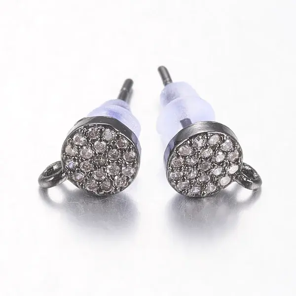 Brass Micro Pave Cubic Zirconia Stud Earring Findings
