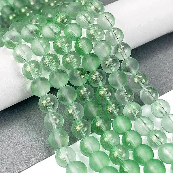 Frosted Transparent Glass Bead Strands