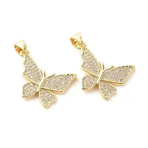 Brass Micro Pave Clear Cubic Zirconia Pendants