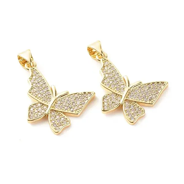 Brass Micro Pave Clear Cubic Zirconia Pendants