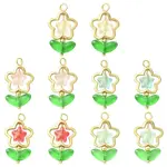 10Pcs 5 Colors Flower Glass Pendants