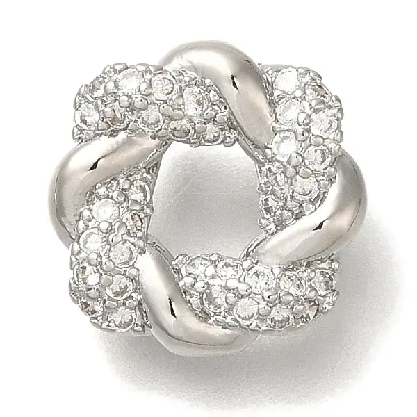 Rack Plating Brass Micro Pave Cubic Zirconia Charms