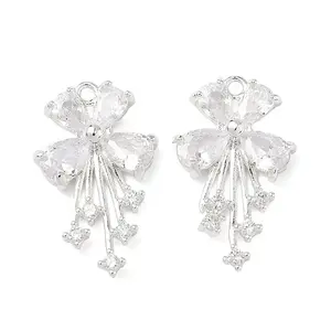 Brass Pave Clear Cubic Zirconia Pendants