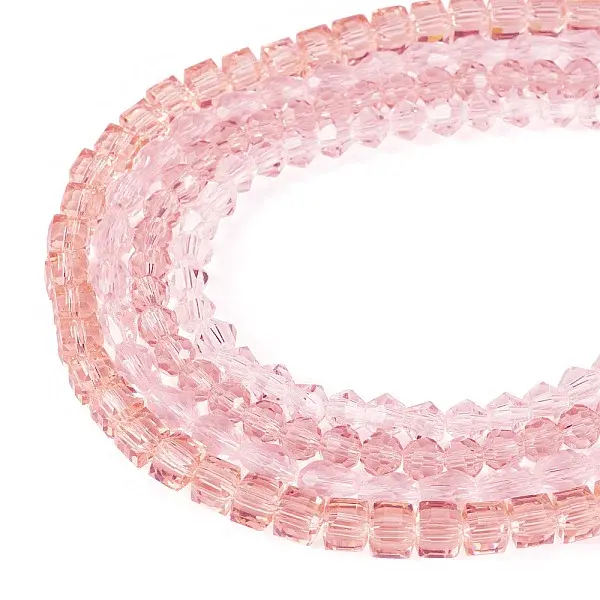 4 Strands 4 Styles Transparent Glass Bead Strands