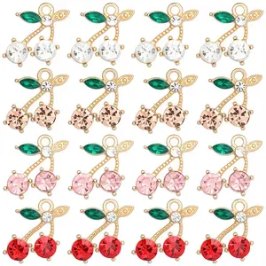 24Pcs 4 Colors Light Gloden Alloy Glass Pendants