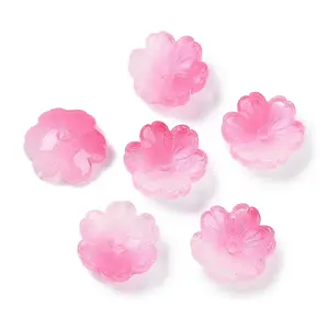 Transparent Spray Paint Glass Bead Caps