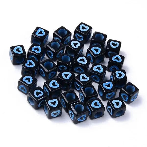 Opaque Black Acrylic European Beads