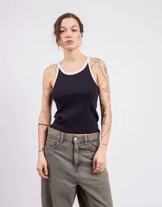 Thinking MU Navy Pannacota Contrast Harriet Top BLUE L