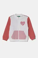 Dětská bavlněná mikina United Colors of Benetton bílá barva, vzorovaná, 3J70G503N