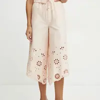 Bavlněné kalhoty Fracomina béžová barva, široké, high waist, FJ25SV3002W400E5