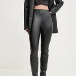 Kalhoty HUGO dámské, černá barva, přiléhavé, high waist, 50529952