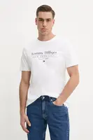 Bavlněné tričko Tommy Hilfiger bílá barva, s potiskem, MW0MW38621
