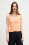 Bavlněný top United Colors of Benetton oranžová barva, 10C1EH01A