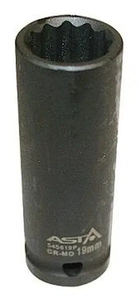 Hlavice nástrčná úderová 1/2" 27 mm, 12hranná, prodloužená 78 mm - ASTA Velikost: 19 mm