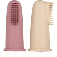Petite&Mars Take&Match 0m+ dětský zubní kartáček na prst s pouzdrem Rose&Sand 2 ks