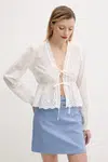 Bavlněná košile Answear.LAB dámská, béžová barva, regular