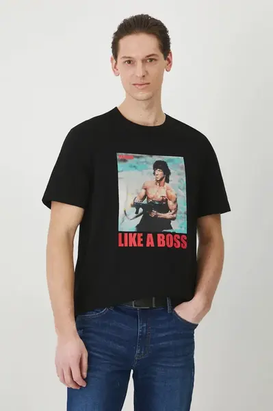 Bavlněné tričko Medicine černá barva, s potiskem