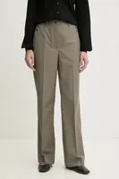 Kalhoty Bruuns Bazaar dámské, šedá barva, jednoduché, high waist, BBW4383