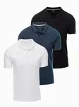 Ombre BASIC men's cotton polo t-shirt set - black/green/white