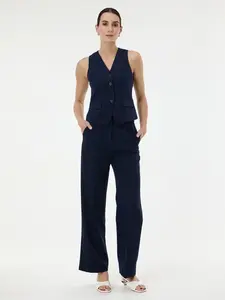 Tmavě modré dámské volné kalhoty ORSAY