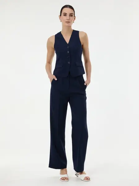 Tmavě modré dámské volné kalhoty ORSAY