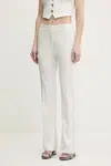 Kalhoty HUGO dámské, šedá barva, jednoduché, high waist, 50537747