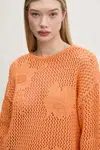 Svetr s příměsí lnu Desigual BRUMA dámský, oranžová barva, lehký, 25SWJF26