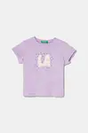 Dětské bavlněné tričko United Colors of Benetton fialová barva, 3I1XG10J1