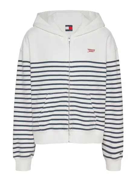 Tommy Jeans Tepláková bunda  námornícka modrá / biela