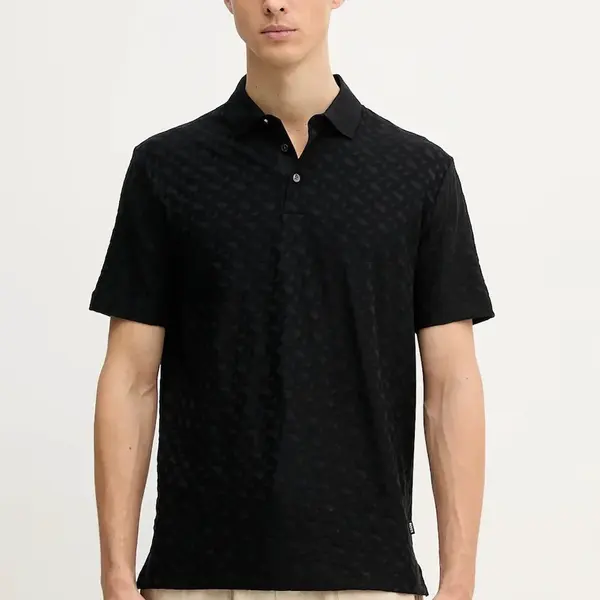 Bavlněné polo tričko BOSS černá barva, 50537132
