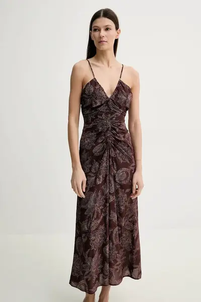 Šaty Sessun hnědá barva, midi, 25205008