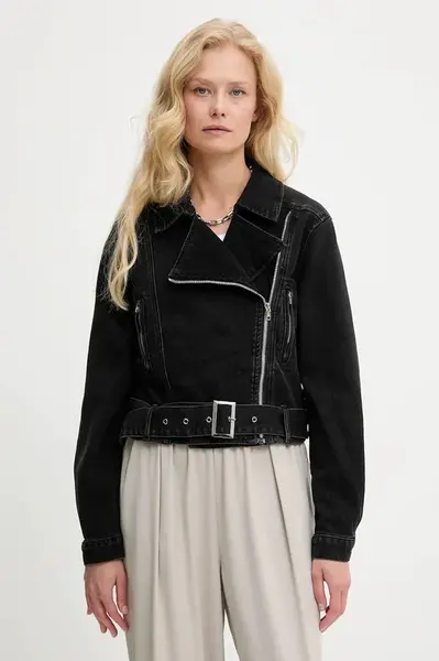 Džínová bunda Answear.LAB černá barva, přechodná